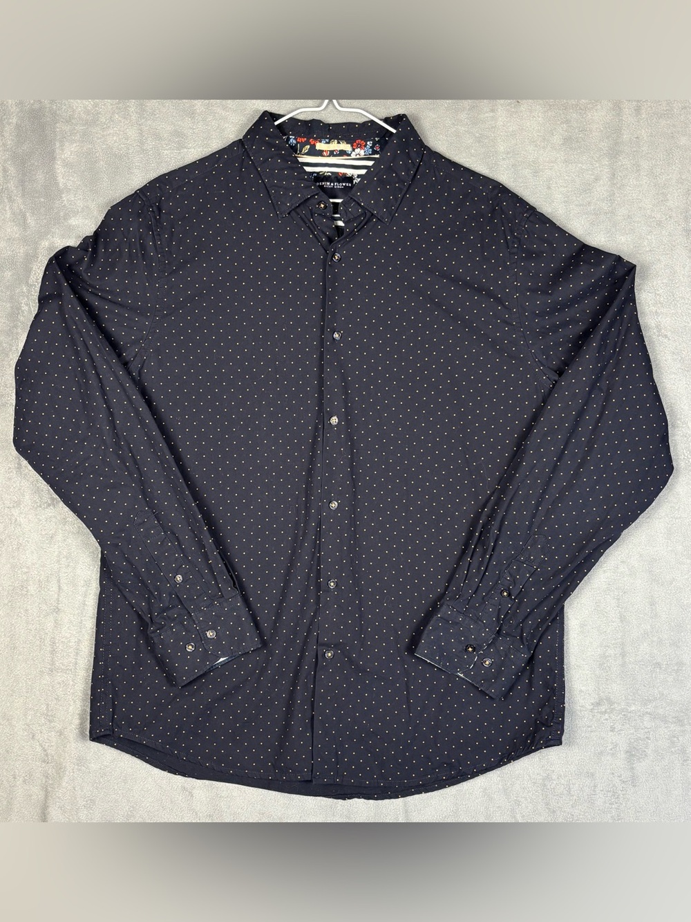 Denim & Flower Ricky Singh Men Large L Button Down Shirt Long Sleeve Polka Dot